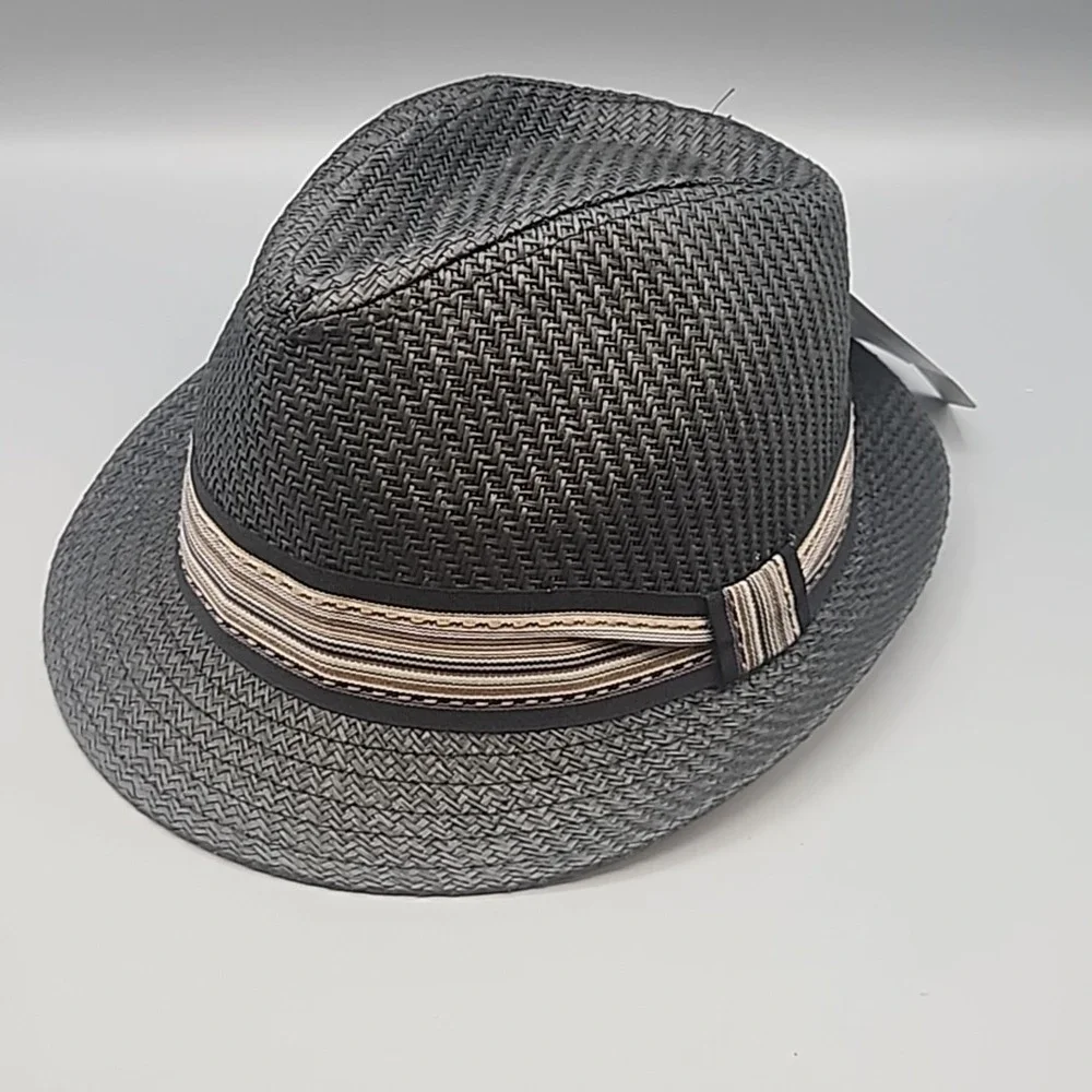 D&Y Hat Fedora Fitted Womens One Size‎ Black Trilby Short Brim Polyester Classic